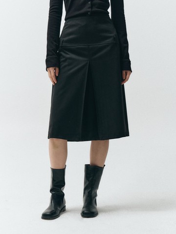 A LINE SUEDE MIDI SKIRT, BLACK