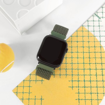 Apple Watch 全系列通用錶帶 蘋果手錶替用錶帶 交叉編織 磁吸黑扣 尼龍錶帶 綠色 ＃864-NN002-GN
