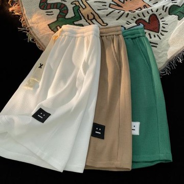 華夫格短褲男夏季薄款五分褲美式籃球訓練褲冰絲速干運動褲中褲潮