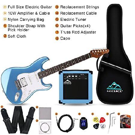 EASTROCK 39 inch Full-Size Stratocaster Electric Guitar Kit for Beginner Starter with 10w Amp, Bag, Capo, Shoulder Strap, String, Cable, Tuner, Picks.