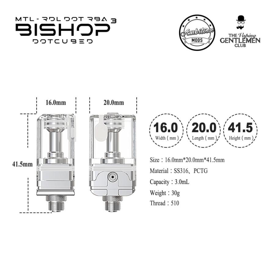 Ambition Mods Bishop3 Dotcubed RBA アンビションモッズ ドットキューブ ドットアイオー チタ TITAAIO DOTAIO 互換[K-22]