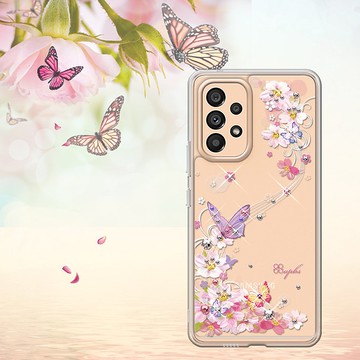 Samsung Galaxy A53 5G 防震雙料水晶彩鑽手機殼-迷蝶香
