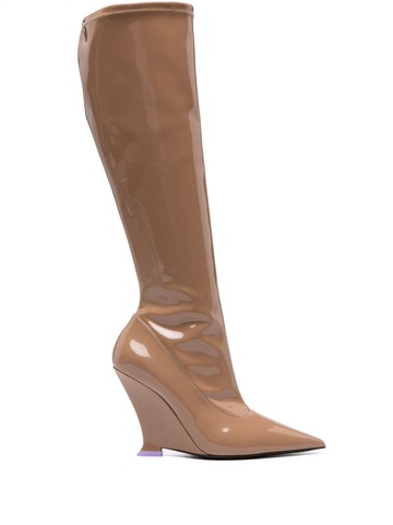 3juin - 105mm pointed-toe boots - women - Calf Leather/Polyurethane/Calf Leather - 38 - Neutrals