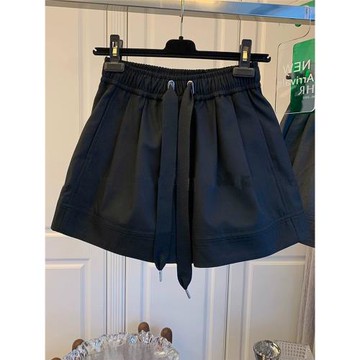 高腰松緊休閑短褲女夏季薄款大碼胖mm寬松顯瘦梨形身材闊腿五分褲