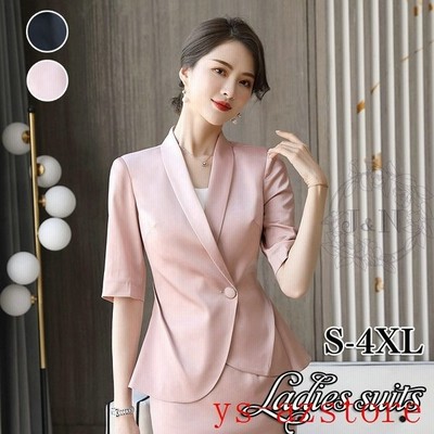 セットアップ レディース 夏 ジャケット ブレザー 半袖 スーツ ショートスカート 2点セット シルク風 光沢感オフィス 通勤 Ol フェミニン ビジネス 通販 Lineポイント最大get Lineショッピング