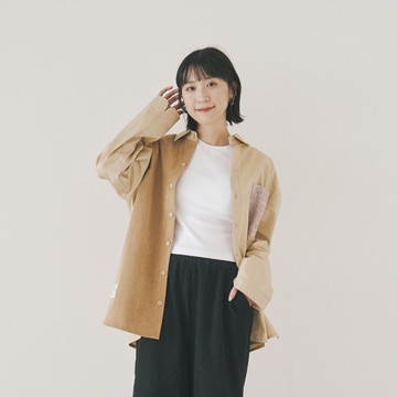 長袖拼接襯衫/I系列/大地棕