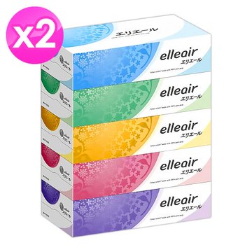 大王elleair 柔膚盒裝面紙 (180抽x5盒/串 x2串)