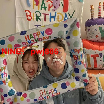 [台灣公司貨 可開發票]韓國ins網紅相框拍照氣球鋁膜趣味生日派對裝飾野餐聚會合照道具