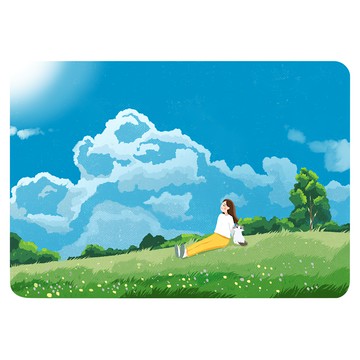 雙層超吸水桌墊 PU皮+聚酯纖維+天然橡膠  30 x 40 x 0.4cm  藍天  1個