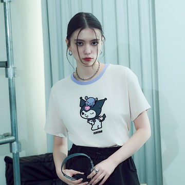 CACO-酷洛米和巴庫撞色上衣‧親子款-女【J2SA047】