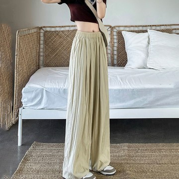 韓版薄款冰絲高腰垂感直筒甩甩褲【P275】