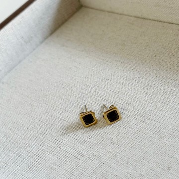不鏽鋼 小方塊 胎毛 母乳耳環 耳釘