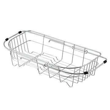 FREIZ 和平 SUI Gut D型水槽滑籃 可伸縮不鏽鋼瀝水籃 廚房收納置物架  銀色  1個