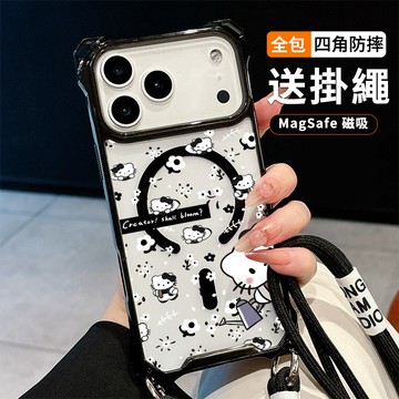煙花KT貓 送掛繩透明手機殼 磁吸防摔透明殼 適用 iPhone 17 16 16e 15 14 13 12 11保護殼