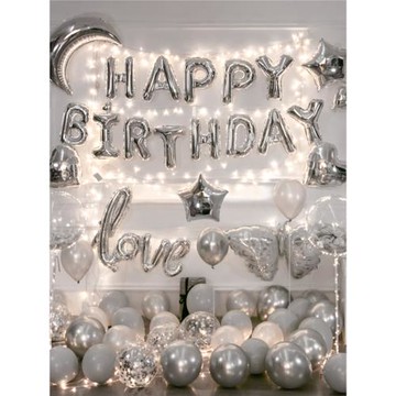 網紅男士周歲生日快樂裝飾場景布置男朋友用品氣球男生銀色背景墻
