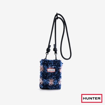 HUNTER - 格紋毛毛手機包-海軍藍