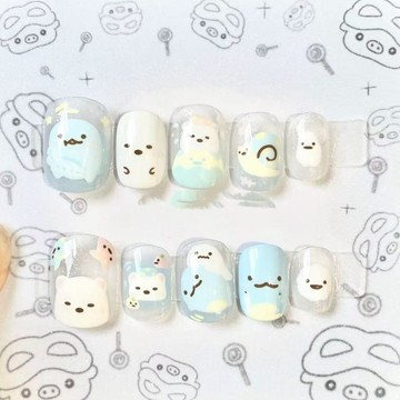 🎀台灣出貨🎀 【角落萌趣】角落生物奶藍底色甜妹溫柔元氣少女心百搭顯白穿戴甲