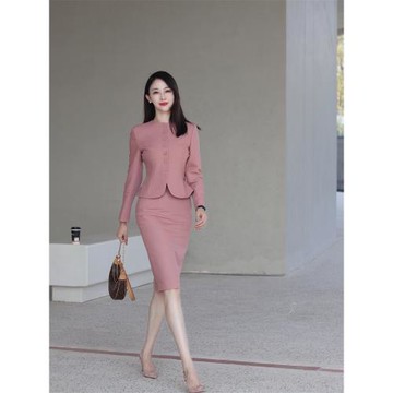 CHICPC粉色西裝套裝女氣質女神主持人通勤西服修身半身套裙春夏季