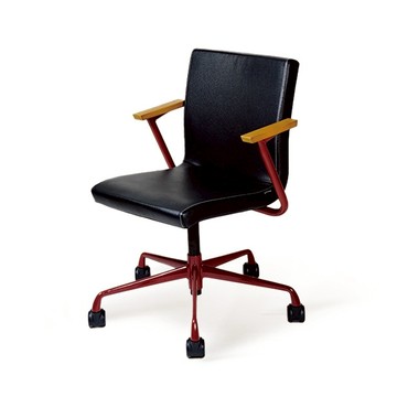Provour | H Chair 木質扶手辦公椅 黑座椅+棗紅色椅腳