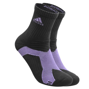 adidas 愛迪達 p5.1極致高機能短筒運動襪 XL 黑色底/紫logo 舒適透氣  1組