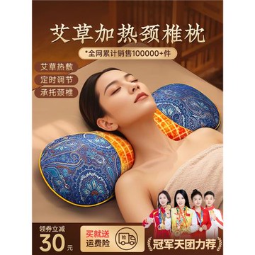 艾草頸椎枕頭官方旗艦店正品護頸椎助睡眠專用電加熱敷熱療艾灸枕