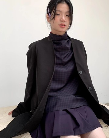 日系復古 無領單排扣西服寬鬆外套