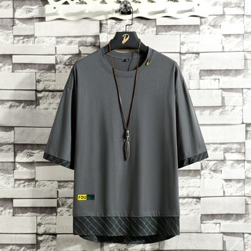 潮牌短袖T恤男士夏季純棉大板潮休閒圓領半袖T恤落肩寬鬆t恤