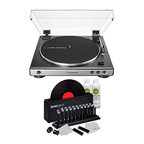 Audio-Technica AT-LP60X Fully Automatic Belt-Drive Stereo Turntable (Gunmetal) Bundle with Vinyl Record Cleaner Kit (2 Items) 並行輸入品