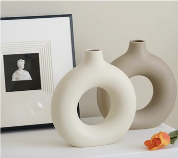聞說 圓圈北歐花瓶 創意陶瓷擺件