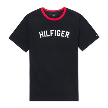 TOMMY 經典印刷文字圖案短袖T恤-深藍色