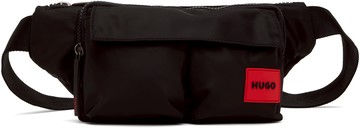HUGO 黑色 Twill Double Flap Pocket 腰包