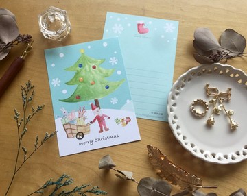 *Zoe's forest*綠色聖誕明信片-聖誕老公公 cs28