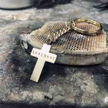 黃銅 十字架 鑰匙圈 可客製名字 S32