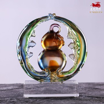 琉璃葫蘆裝飾生日禮物過壽高檔工藝禮品家居擺件退休禮物搬遷