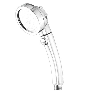 三段式增壓止水蓮蓬頭 ABS+不鏽鋼片材質 總長約23cm 花灑頭(出水面)約7.7cm 口徑約2cm(4分口通用)  歐式電鍍 銀色  1支