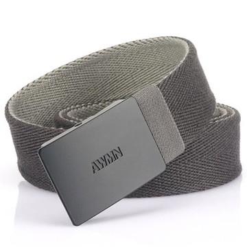 男士平滑扣板扣男式帆布腰帶布質皮帶休閑褲帶壓扣男式老式軍款警