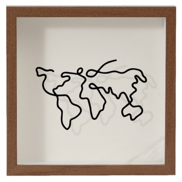 小麥購物 門票/明信片回憶儲存盒/相框式存錢罐 20 x 20cm 地圖  胡桃色  1個