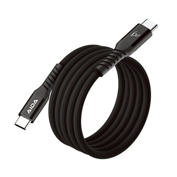 AIDA 磁吸編織充電線 240W USB-C-USB-C  深夜黑  120cm  1條