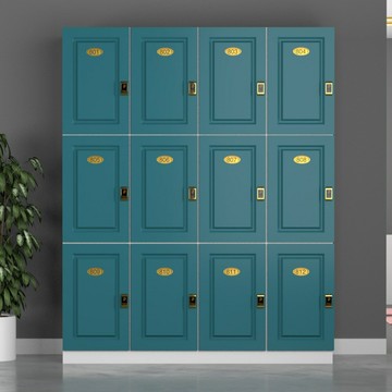 儲物櫃 免運 開立發票 孔雀藍更衣櫃健身房木質員工儲物櫃浴室洗浴中心鞋櫃帶鎖瑜伽櫃子