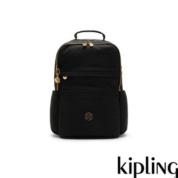 Kipling 墨黑金多層收納後背電腦公事包-BIANA
