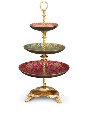 L'Objet - Fortuny 3-tier server - unisex - 24kt Gold/Earthenware - One Size - Red