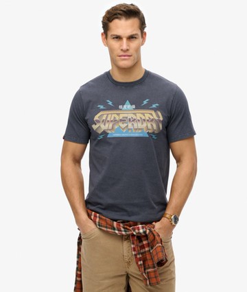 Superdry Men's Rock Band Logo Relaxed T-shirt Dark Grey Size: Xxxl