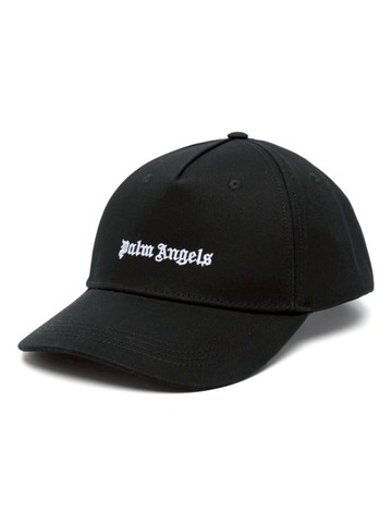 Palm Angels Black Baseball Cap With White Logo Print