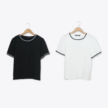 【MASTINA】小香風短袖上衣 黑 白(魅力商品)