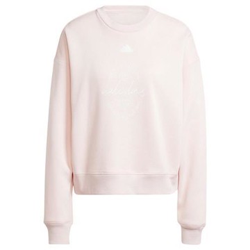 【下殺】Adidas 長袖上衣 女裝 刷毛大學T 粉【運動世界】IY1455