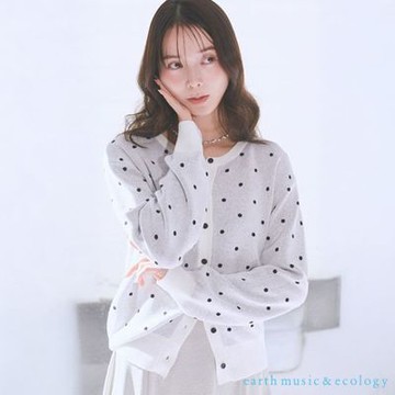 〈earth music〉圓點緹花圖案開襟罩衫