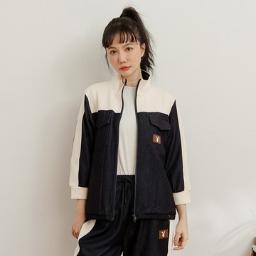 PLAYBOY - 撞色萊賽爾牛仔外套 - 深藍色/752-021-56-7