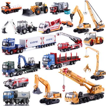 凱迪威工程車挖掘機合金汽車模型消防車吊車翻斗車兒童玩具套裝