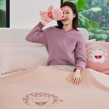 招財貓 雙人萬用毯