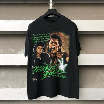 原創黑色今年流行的情侶裝短袖邁克爾杰克遜歐美風男女情侶款T恤